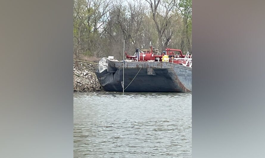 Barge crashes into Oklahoma bridge over the Arkansas River in on Saturday