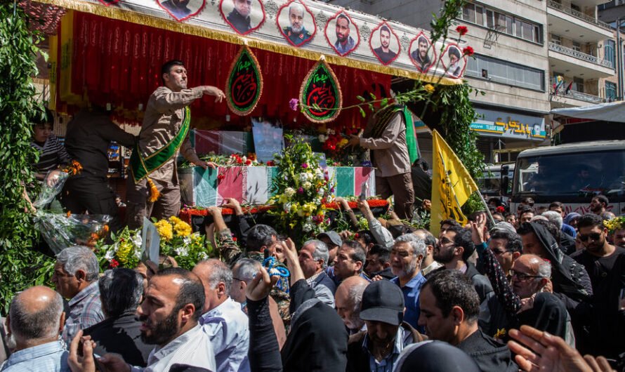 Iran vows revenge at a funeral for commanders killed in an Israeli airstrike.