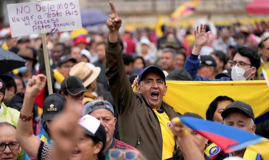 Tens of thousands of Colombians protest against leftist president’s agenda