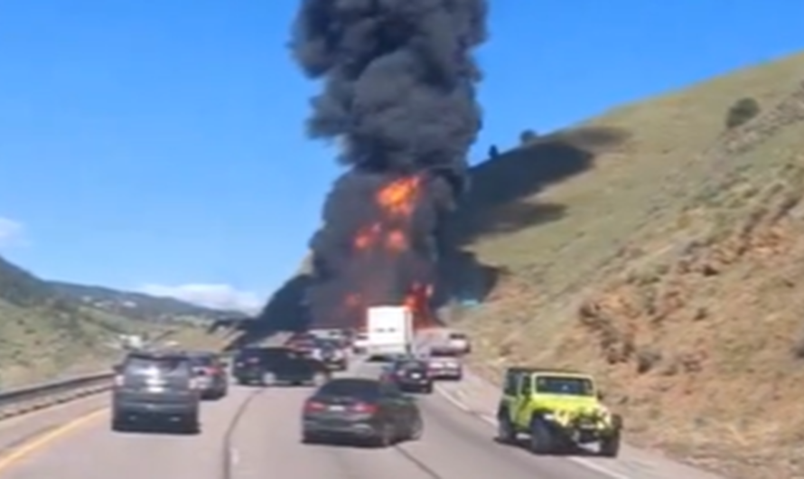 Colorado tanker truck erupts in flames, video shows, following Interstate-70 crash that left 1 dead