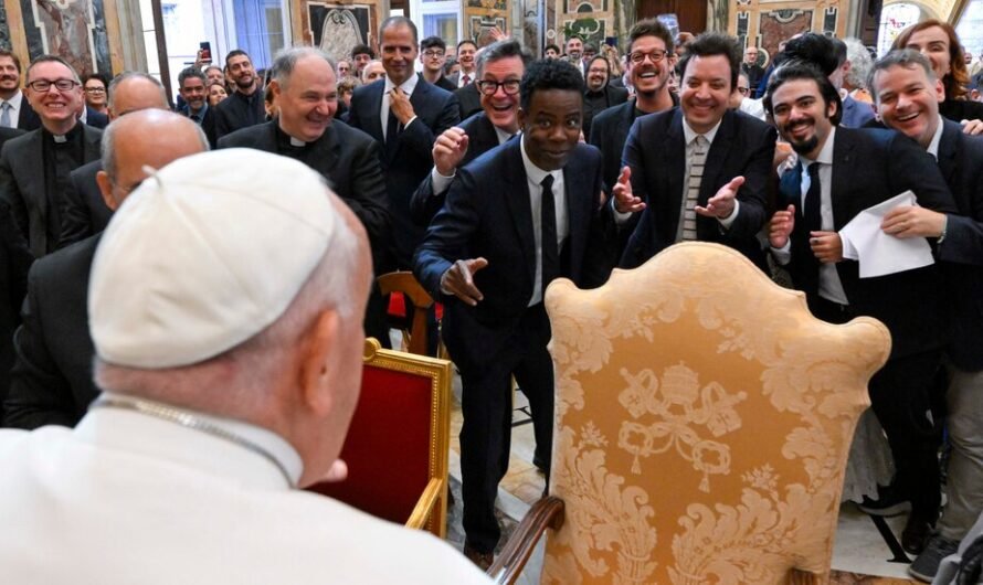 Stephen Colbert and Whoopi Goldberg Met the Pope in the Vatican. No Joke.