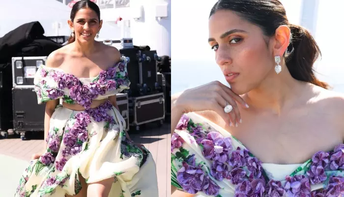 Shloka Mehta Styled Her 3D Lavender Co-Ord Set With A Huge Diamond And Heart-Shaped Earrings