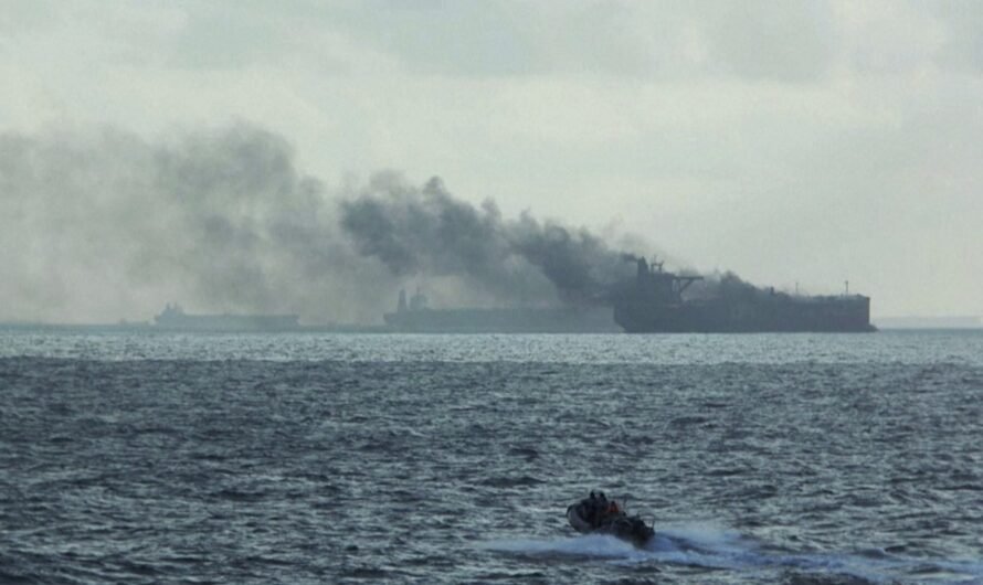 2 oil tankers catch fire off Singapore, navy rescues crews