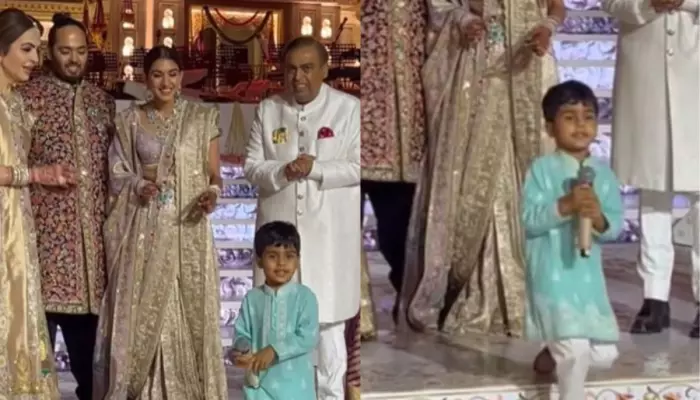 Mukesh Ambani’s Grandson, Prithvi’s Epic Reaction After Falling At Anant And Radhika’s Reception