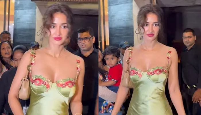 Disha Patani Raises The Temperature In An Extremely Affordable Green Maxi Dress With Floral Neckline