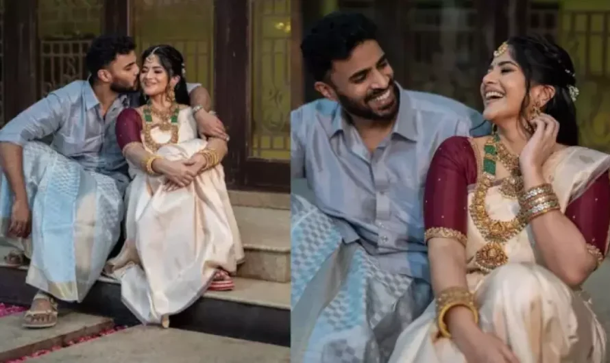 Telugu Star, Megha Akash Dons Silk Saree With Gold, Emerald And Diamond Jewellery For Her Engagement