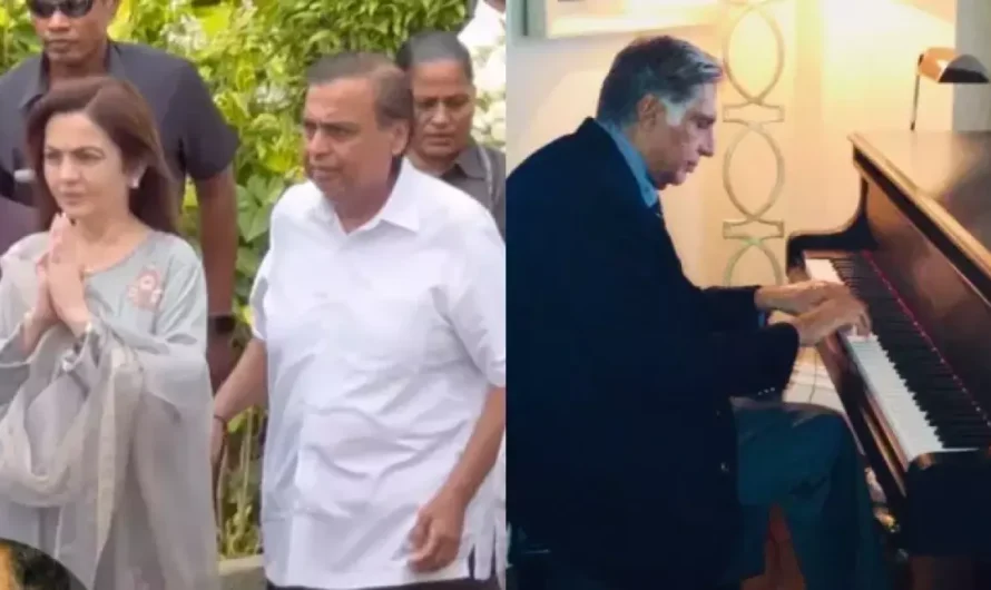 Mukesh Ambani With Wife, Nita Ambani, Akash And Shloka Pay Their Respect