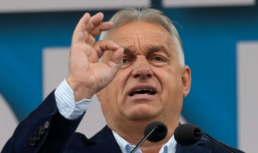 Hungary’s Orban interrupted by activist during EU presidency news conference