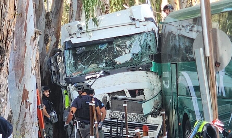 Truck rams bus stop by Israeli army base in possible terror attack, dozens hurt