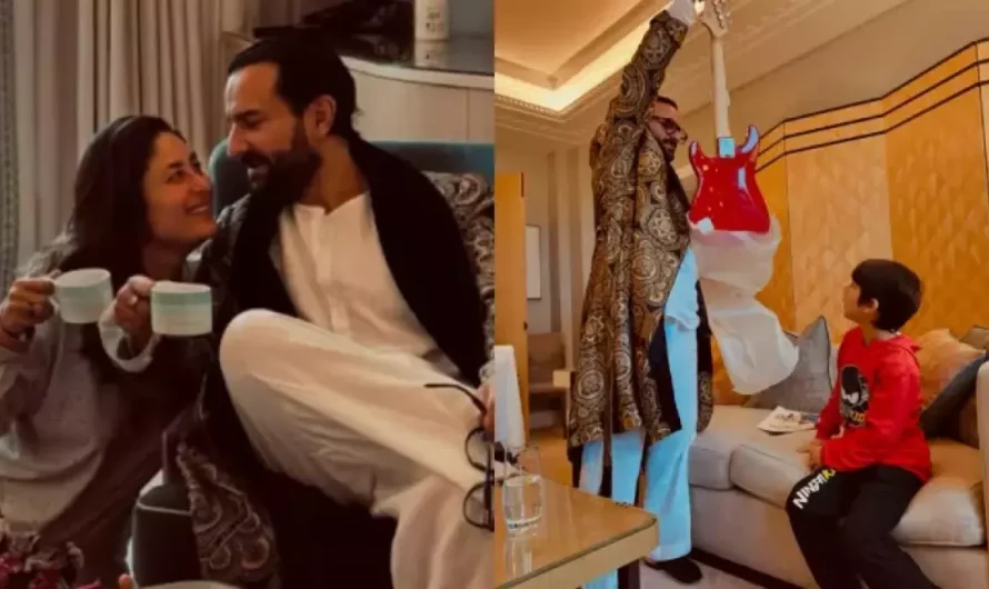 Taimur Ali Khan Gets A Bright Red Guitar As Christmas Gift, Daddy, Saif Shows Him How To Play